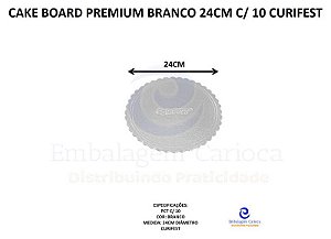CAKE BOARD PREMIUM BRANCO 24CM C/10 CURIFEST