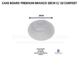 CAKE BOARD PREMIUM BRANCO 28CM C/10 CURIFEST