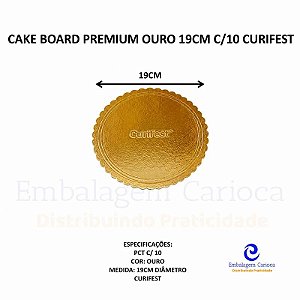 CAKE BOARD PREMIUM OURO 19CM C/10 CURIFEST