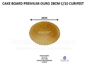 CAKE BOARD PREMIUM OURO 28CM C/10 CURIFEST