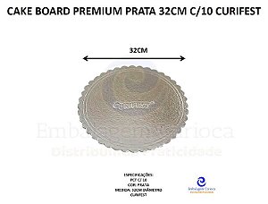 CAKE BOARD PREMIUM PRATA 32CM C/10 CURIFEST