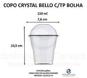 COPO CRYSTAL BELLO 150ML C/TP BOLHA 16X20 PLASTILANIA