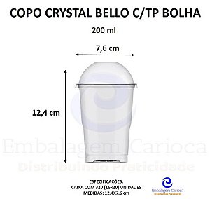 COPO CRYSTAL BELLO 200ML C/TP BOLHA 16X20 PLASTILANIA