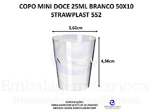 COPO MINI DOCE 25ML BRANCO 50X10 STRAWPLAST 552