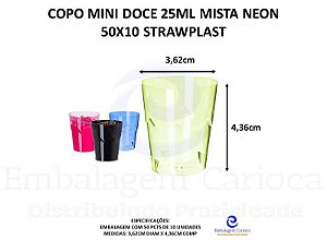 COPO MINI DOCE 25ML MISTA 50X10 STRAWPLAST