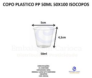 COPO PLASTICO PP 50ML 50X100 ISOCOPOS