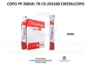 COPO PP 200ML TR CX.25X100 CRISTALCOPO