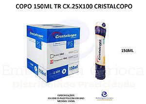 COPO PS 150ML TRANSPARENTE PS CX.25X100 CRISTALCOPO