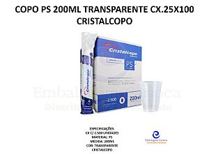 COPO PS TRANSPARENTE 200ML CX.25X100 CRISTALCOPO
