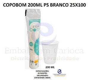 COPOBOM 200ML PS BRANCO 25X100
