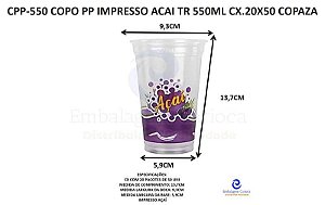 CPP-550 COPO PP IMPRESSO ACAI TR 550ML CX.20X50 COPAZA