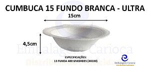CUMBUCA 15 FUNDO BRANCA ULTRA ISOPOR FD C/4X100 15CM