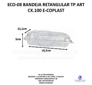 ECO-08 BANDEJA RETANGULAR TP ART CX.100 ECOPLAST
