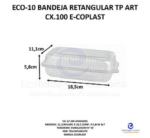 ECO-10 BANDEJA RETANGULAR TP ART CX. 100 ECOPLAST