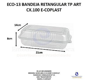 ECO-13 BANDEJA RETANGULAR TP ART CX.100 ECOPLAST