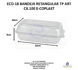 ECO-18 BANDEJA RETANGULAR TP ART CX.100 ECOPLAST