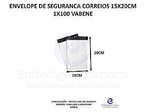 ENVELOPE DE SEGURANÇA CORREIOS 15X20CM 1X100 VABENE