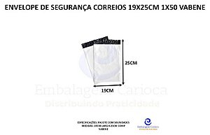 ENVELOPE DE SEGURANÇA CORREIOS 19X25CM 1X50 VABENE