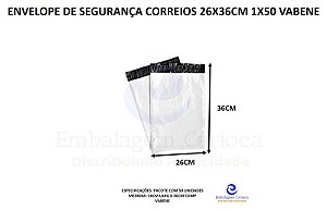 ENVELOPE DE SEGURANÇA CORREIOS 26X36CM 1X50 VABENE