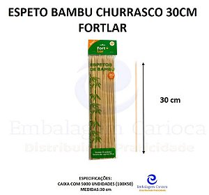 ESPETO BAMBU CHURRASCO 30CM CX.100X50 FORTLAR