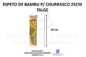 ESPETO DE BAMBU P/ CHURRASCO 25CM FD.25X50 TALGE