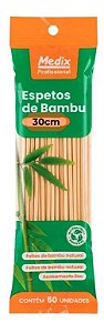ESPETOS DE BAMBU 30CM 4MM PACOTE COM 100X50 UNIDADES MEDIX