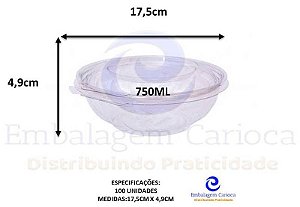 F255 SALADEIRA C/LACRE 750ML POTE REDONDO 17,5X4,9 CM 100UN FIBRAFORM