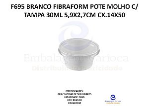 F695 BRANCO FIBRAFORM POTE MOLHO C/ TAMPA 30ML 5,9X2,7CM CX.14X50