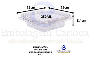 F730 C/ LACRE 250ML POTE QUADRADO 13X13X3,4CM 100UN FIBRAFORM
