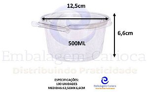 F771 C/ LACRE 500ML POTE REDONDO 12,5X6,6CM 100UN FIBRAFORM