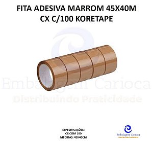 FITA ADESIVA MARROM 45X40M CX C/100 KORETAPE