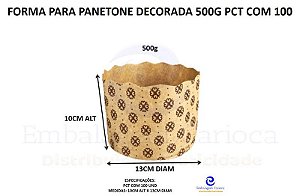 FORMA P/ PANETONE DECORADA 500G PCT C/ 100