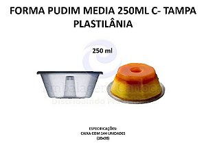 FORMA PUDIM MEDIA 250ML C/ TAMPA 18X08 PLASTILANIA