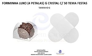 FORMINHA LUXO (4 PETALAS ACETATO) G CRISTAL C/ 50 TEMA FESTAS