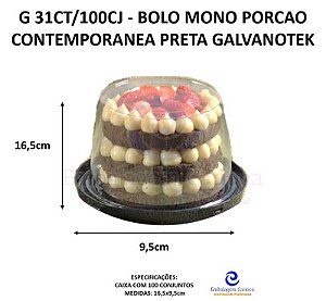 G 31CT/100CJ - BOLO MONO PORÇÃO CONTEMPORANEA PRETA PET GALVANOTEK