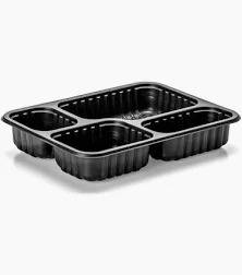 G 324/100CJ - BANDEJA 04 DIVISOES FREEZER 1225ML PRETA PP GALVANOTEK