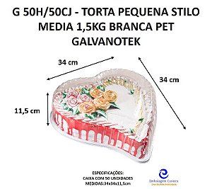 G 50H/50CJ - TORTA PEQUENA STILO MEDIA 1,5KG BRANCA PET GALVANOTEK (CORACAO)