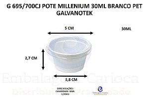 G 695/700CJ POTE MILLENIUM 30ML BRANCO PET GALVANOTEK MOLHO