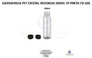 GARRAFINHA PET CRISTAL REDONDA 500ML TP PRETA FD.100 TECH