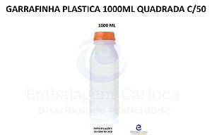 GARRAFINHA PLASTICA QUADRADA 1000ML C/50