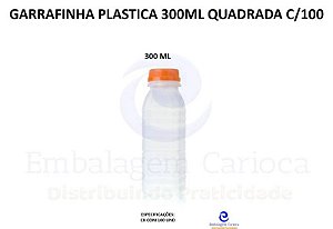 GARRAFINHA PLASTICA QUADRADA 300ML C/100