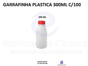 GARRAFINHA PLASTICA REDONDA 300ML C/100