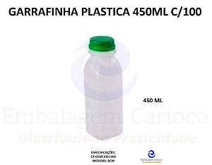 GARRAFINHA PLASTICA REDONDA 450ML C/100