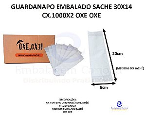 GUARDANAPO EMBALADO SACHE 30X14 CX.1000X2 OXE OXE