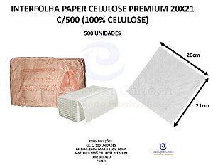 INTERFOLHA PAPER CELULOSE PREMIUM 20X21 C/500 (100% CELULOSE)
