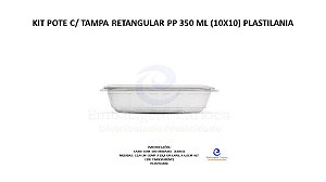KIT POTE C/ TAMPA RETANGULAR PP 350 ML (10X10) PLASTILANIA