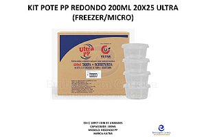 KIT POTE PP REDONDO 200ML 20X25 ULTRA (FREEZER/MICRO)