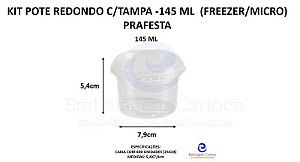 KIT POTE REDONDO PP 145ML C/ SOBRETAMPA CX.25X24 PRAFESTA (KIT POTE FREEZER/MICRO)