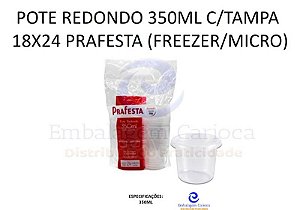KIT POTE REDONDO PP 350ML C/TAMPA 18X24 PRAFESTA (FREEZER/MICRO)