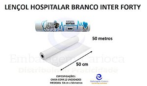 LENCOL HOSPITALAR BRANCO INTER FORTY 12 ROLOS 50X50 CM